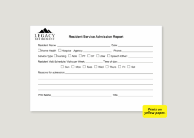 Legacy Retirement Resident Admission Form
